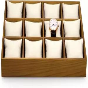 서랍용 솔리드 우드 워치 보관 트레이 베개 정리함 디스플레이 쇼케이스 베이지