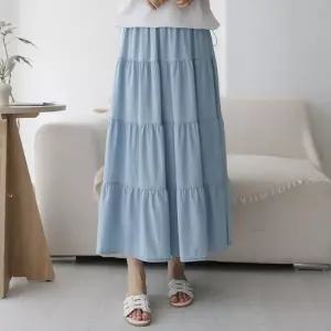 [유야]여성 데님 캉캉 롱 스커트 밴딩 청치마 -ESK0185- 봄 여름