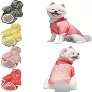 신스토 4피스 여름 반려동물 쿨링 코스튬 2 다리 반팔 후드 조끼 얇은 통기성 메쉬 선 멀티컬러 XL