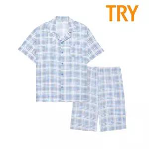 [TRY]트라이 남성 반팔 써커 파자마 시원하고 쾌적한 여름 잠옷 세트 TMJSK14