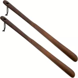 아쿠아룸 나무 신발 뿔 긴 손잡이 2Pcs 23.6인치 노인 및 임산부용 굽힘이 필요 없는 도우미 부드러운