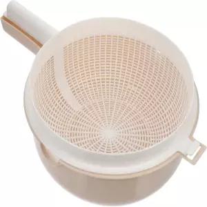 모베스텍 이중층 스트레이너 바구니 13.38X9.05X4.33인치 과일 및 채소 세척용 플라스틱 배수 그릇 손잡이