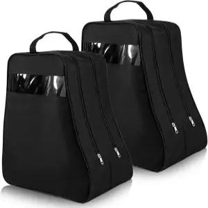 여행 및 보관용 부츠 가방 2개 손잡이와 투명 창이 있는 휴대용 키 큰 신발 정리함 카우보이 라이딩 가죽