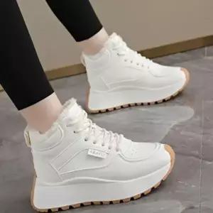 여성 따뜻한 겨울 통급 데일리 심플 하이탑 키높이 털안감 스니커즈 운동화