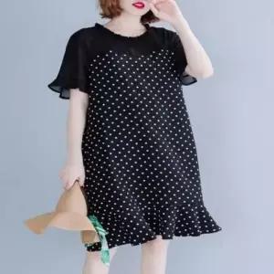 반팔 땡땡이 루즈핏 프릴 어깨 땡땡이반팔원피스 시스