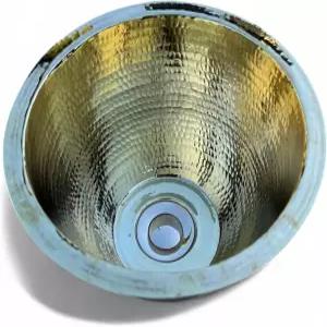 산타클라라 브라스의 컴팩트 아티산 싱크 솔리드 구조 멕시코에서 수작업으로 제작 독특한 손 망치 질감