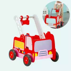 영유아 손잡이 걸음마 겸용 정리함 원목 소방차카트 연습 근육발달 영아