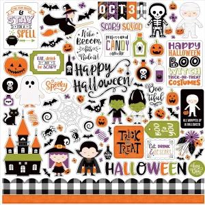 에코 파크 페이퍼 컴퍼니 러브 할로윈 요소 스티커 오렌지 블랙 퍼플 그린 12x12인치 ILH218014