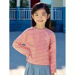 탑텐 키즈 여아 쿨에어 코튼 스트라이프 9부 긴팔티 MKF2TS2001-IC 379569