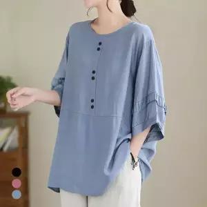 화세 더블블랙버튼섹션블라우스_HL6MBL006C