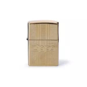[ZIPPO]지포 ZP29677 하이폴리쉬 패턴 로고 스탬프 골드 라이터