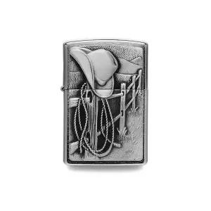 [ZIPPO]지포 ZP24879 앤티크 카우보이 브러시드 크롬 라이터