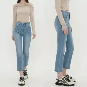 [다잇템]여자 진 신축성 하이웨이스트 밑단컷팅 팬츠 (47618089)