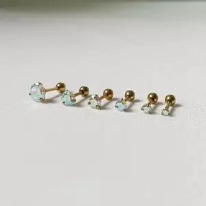 원석 오로라 반지 라운드 패션반지 6pcs 피어싱