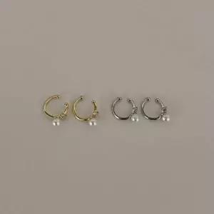 포인트 미니 진주 펄 2ea 이어커프 귀찌 실버피어싱