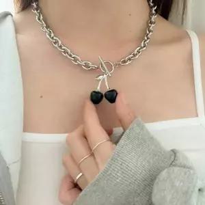 체인 실버925 팬던트 목걸이 써지컬스틸 굵은 체리 si