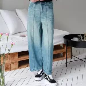 |CSP964F|여성 배기핏 워싱 청바지 뒷밴딩 통팬츠 봄 시즌 의류