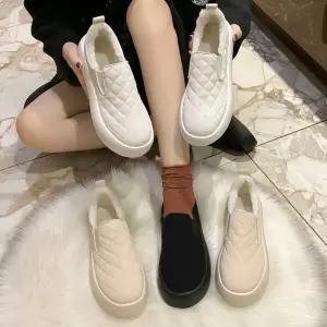 |CCS7F0D|여성용 따뜻한 안감 퀼팅 슬립온 겨울 가을용