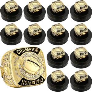 랜디칼 24개 축구 챔피언 반지 - 토너먼트 리그 우승자를 위한 디스플레이 스탠드 박스와 넥 체인이 포함된