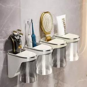 무타공 칫솔꽂이 양치컵 세트 욕실 치약 면도기 걸이