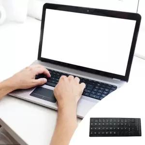 2Pcs 포르투갈어 키보드 스티커 검정색 배경 컴퓨터 노트북 노트북 데스크탑 D2RC에 흰색 글자