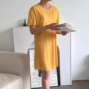 [옷은날개] 옆트임 반팔 골지 롱원피스 쿨원피스