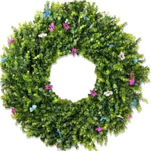 픽탑 28인치 인조 박스우드 화환 현관문용 녹지 장식 일 년 내내 에버그린 접이식 디자인으로 보관이