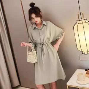 여성 카라 셔츠원피스 프릴소매 산모 수유 원피스