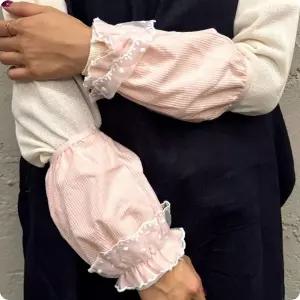 레이스 플레어 짧은팔토시 반토시 핑크