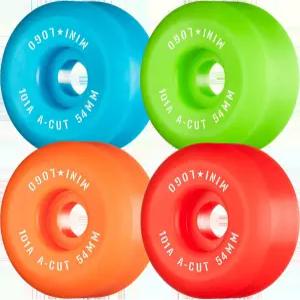 미니 로고 스케이트보드 A컷 그린/레드/블루/오렌지 휠 - 54mm 101a 4개 세트