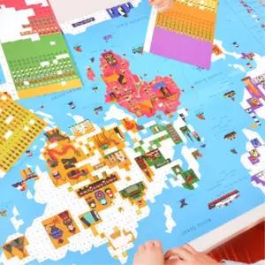 어린이 세계지도 배우기 스티커놀이 스티커책 특이한선물 놀이북