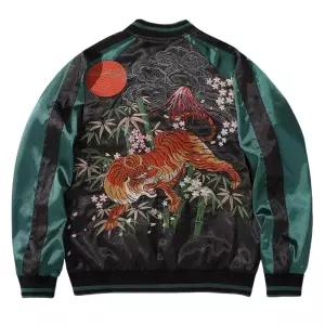 호랑이 스카쟌 그린 M 대나무 짙은 타이거 죽순 자수 녹색