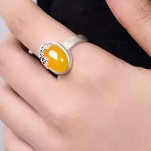 칼세도니반지 옐로우 S925 마노 원석 매화 여성 은반지 포인트