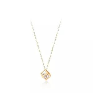 [미니아트]14K 금 골드 큐빅 사각 큐브 펜던트 데일리 목걸이_42cm