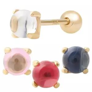 [콩심팥심]14K GOLD 젬스톤 볼 골드 금 피어싱 아웃컨츠 귓볼피어싱