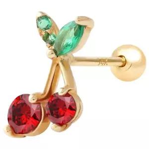 [콩심팥심]14K GOLD 체리 과일 기본 골드 금 피어싱 아웃컨츠 귓볼피어싱