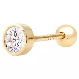 [콩심팥심]14K GOLD 라운드 큐빅 기본 골드 금 피어싱 아웃컨츠 귓볼피어싱