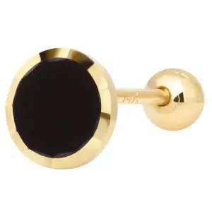 [콩심팥심]14K GOLD 블랙 라운드 컷팅 골드 금 피어싱 아웃컨츠 귓볼피어싱