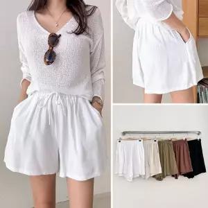 여성 5컬러 린넨 밴딩 포켓 숏 반바지 핫팬츠 바캉스 휴양지 -WPN0393- 여름