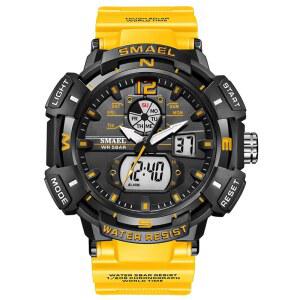 [미국배송] FANMIS 남성 아날로그 디지털 스포츠 시계 대형 얼굴 야외 방수 군용 손목 시계 날짜 다기능 전술 LED 아미 백라이트 스톱워치(블랙)