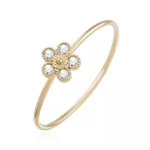 [미니아트]14K 금 큐빅 플라워 꽃 레이어드 골드 링 데일리 반지_