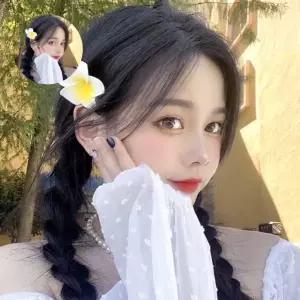 플루메리아 하와이꽃 헤어 코사지 집게 휴양 핀 웨딩