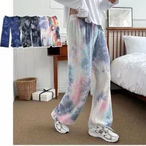 [옷은날개] 신비로운 오로라 나염 그라데이션 패턴 주름 통바지