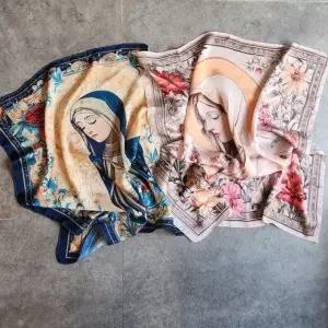 도는 새틴 스카프 여성 목 포인트 넥 사계절 숄더 아이템 부드러운 소재