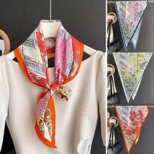패턴 새틴 원단 부드러운 쁘띠 스카프 숄 넥스카프 포인트 머플러