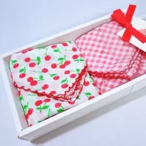 체리 패턴 체크 자수 손수건 어버이날 스승의날 기념 생일 축하 답례품