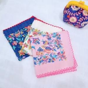 플라워가든 면 손수건 대형 자수 50x50cm 1장