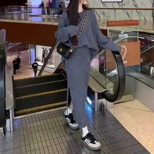 니트 데일리 가오리 트임 스커트 세트