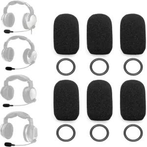 보라막스 6팩 마이크 머프 - 라이트스피드 줄루 3 시에라 탱고 PFX 항공 헤드셋과 호환 폼 커버 6개 오링