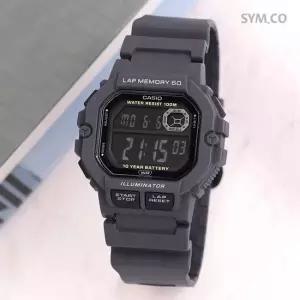 카시오 WS-1400H-8B 스퀘어 전자 오토캘린더 60랩기능 런닝 스포츠 남자 우레탄 시계